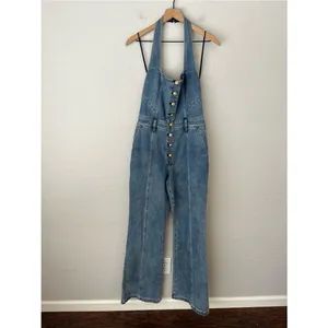 Alice + Olivia Pennie halter denim bootcut jumpsuit 29 thumbnail 8