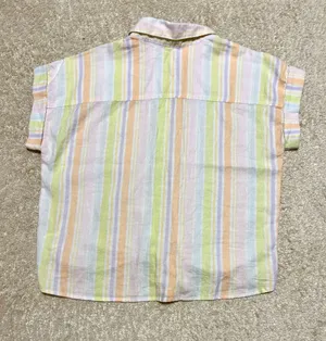 Neon Striped Button Down w/ Tie Front thumbnail 3