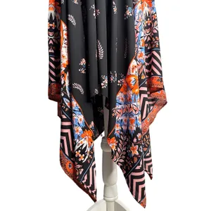 Express Small Black Asymmetrical Spaghetti-Strap Dress Floral Smocked Swing thumbnail 5