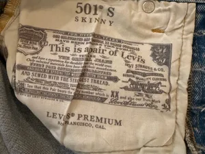 Levi's Light Blue Denim 501 Skinny High Waist Button Fly Jeans Size 24x28 thumbnail 8