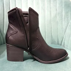 Women's Black Ankle cowboy Boot with Side Zip thumbnail 1
