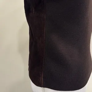 Y2K Mossimo Suede Leather Wool Blend Knit Zip Up Jacket Brown Small Boho Western thumbnail 7