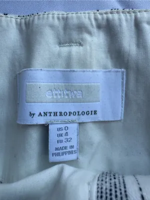 Anthropologie Ett:Twa Mauritius Paperbag Waisted Belted White Black Pants Size 0 thumbnail 4