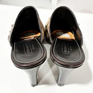 Coach Karsen Leopard Calf Hair Silver Buckle Slides Mule Heels Multi Size 8B‎ thumbnail 4