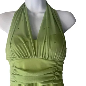 Celavie Collection‎ Y2k Women's Size Small Green Fairy Chiffon Halter Mini Dress thumbnail 3