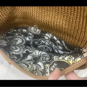 The Sak Brown Woven Straw Shoulder Bag W/ Subtle Gold Glitter Boho Purse thumbnail 4