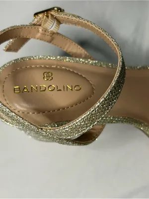 Bandolino Glittery Gold Platform Block Heel Sandal 6 thumbnail 6