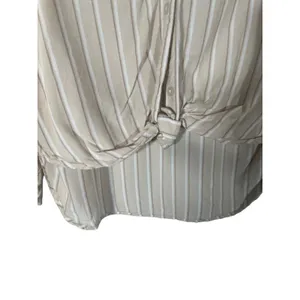 Abercrombie & Fitch Women Beige White Striped Knot Front Button Down Shirt Med thumbnail 6