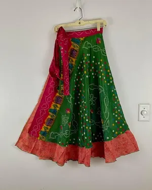 Reversible Maxi Wrap Skirt BINS816 Green thumbnail 1