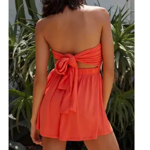 NWOT Free People Beach Sabbia Convertible Orange Shorts Romper LARGE thumbnail 2