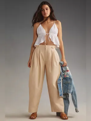 Anthropologie Maeve Utility Barrel Trouser Pants in Khaki Tan - Size US 6 thumbnail 3