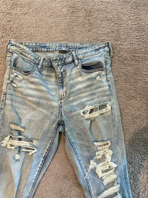 American Eagle Outfitters Light Wash Distressed Skinny Jeans thumbnail 3