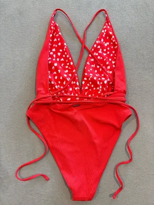 Maaji Reversible Safari One Piece Swimsuit Medium Red Resortwear Summer Vacation thumbnail 13