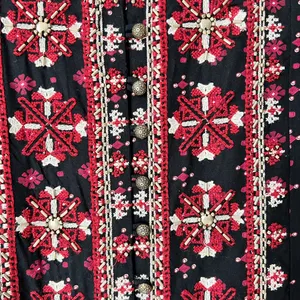 Anthropologie Vanessa Virginia Black Red Embroidered‎ Mini Dress Viscose Medium thumbnail 5