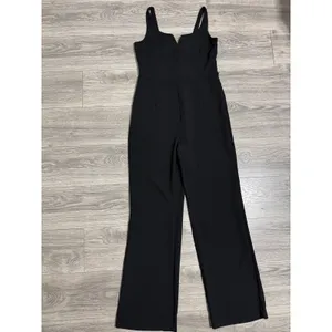 UNIQ Elegant Black Wide Leg V Neck Sleeveless Jumpsuit‎ Women Large thumbnail 3