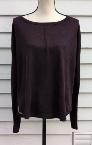 LOFT Mixed Media Sweater | Loft Maroon Mixed Media Sweater thumbnail 1