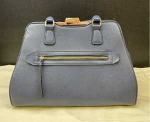 Womens Navy Blue with Gold Accents Handle Bag Satchel Shoulder Bag SKU 6575 thumbnail 1