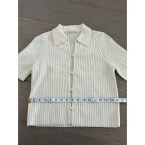 Abercrombie & Fitch Cream Ribbed Button Up Cardigan thumbnail 6