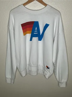 Aviator Nation logo crewneck sweatshirt white small thumbnail 1