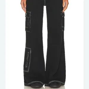 Superdown Natt Baggy Cargo Black Wide Leg Jeans Size XS thumbnail 3