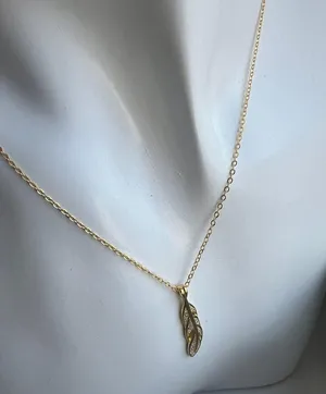 925 Sterling Silver Gold Diamond Leaf Necklace Pendant, 18k Gold Plated thumbnail 6