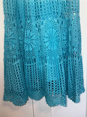 Boston Proper Ombré Crochet Maxi Skirt Aqua Small Boho Beach thumbnail 3