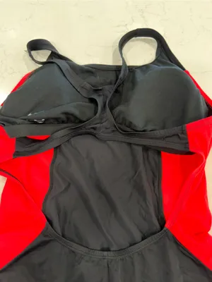 Nike Black One-Piece Swimsuit with Red Side Panels and Scoop Neck thumbnail 6