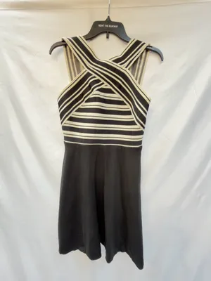 Anthropologie Maeve Black Crosswise Flare Dress Size 6 thumbnail 4