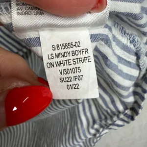 Old Navy M Oversized Striped Boyfriend Shirt Cotton Long Sleeve Button Down Top thumbnail 8