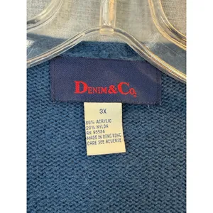 Denim & Co. Blue Striped Open Front Cardigan Sweater‎ Plus 3X thumbnail 2