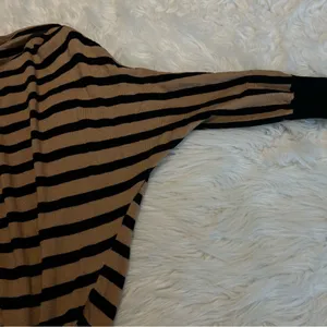 LOFT lightweight dolman striped sweater camel black Woman’s XS draped neck thumbnail 12