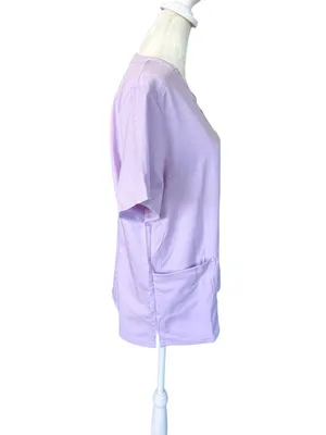 NiaaHinn women's lavender short sleeve v-neck pullover scrub top size medium thumbnail 3