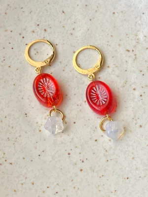 Handmade retro vintage cute whimsical style quality Czech glass beads unique dangle earrings❤️ thumbnail 4