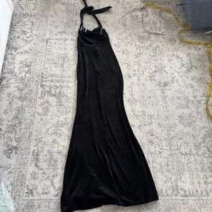 Lulus Luxurious Statement Black Velour Halter Mermaid Maxi Dress Size XS Formal thumbnail 10