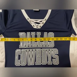 Dallas Cowboys Women's Jersey Small Bling Lace Up Navy Game Day thumbnail 4