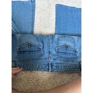 Low Rise Flare Jeans Y2K Wide Leg Denim Medium Wash Jeanstar Flap Pocket Pants thumbnail 6