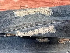 Ci Sono Blue Medium Wash Distressed Boyfriend Oversized Denim Jacket Size M thumbnail 11