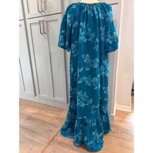 Hilo Hattie Teal Blue Tropical Hibiscus Maxi Muumuu Dress XL Hawaii Mrs Roper thumbnail 3