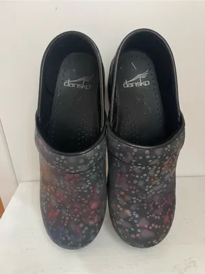 Dansko Black Multi Slip-On Clogs with Dot Pattern thumbnail 2