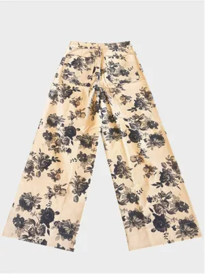 Entro Dusty Bloom Floral Wide Leg Pants Size S thumbnail 2