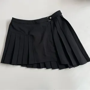 Tiger Mist Skirt Mini Pleated Asymmetrical Lined Dark Academia School Girl Black thumbnail 1