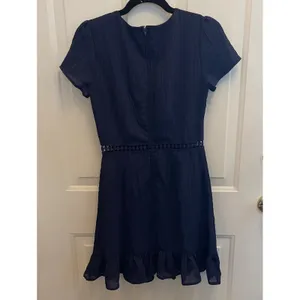 Francesca's‎ Navy Blue Mini Dress Crochet Waist Ruffle Hem Short Sleeve Small thumbnail 7