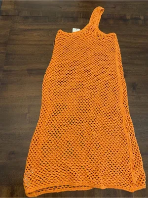 Free People FP Beach Catch Me Fauxchet Swimsuit Cover Up XS Orange Midi Dress thumbnail 3