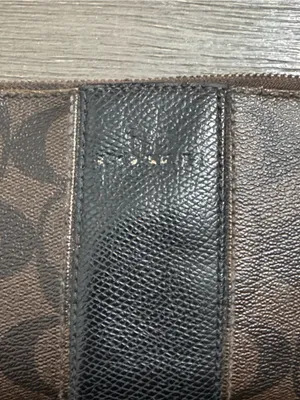 Coach Brown Signature Zip Pouch with Black Center Stripe thumbnail 2