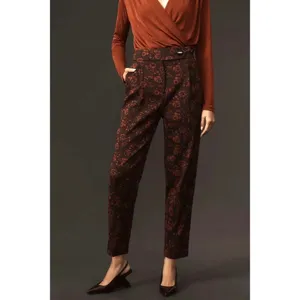 Anthropologie MAEVE Floral Jacquard High-Rise Trousers‎ Pants Tapered Office 2 thumbnail 5