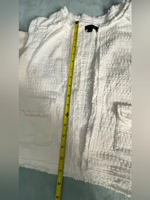Ann Taylor White Textured Open-Front Jacket thumbnail 4