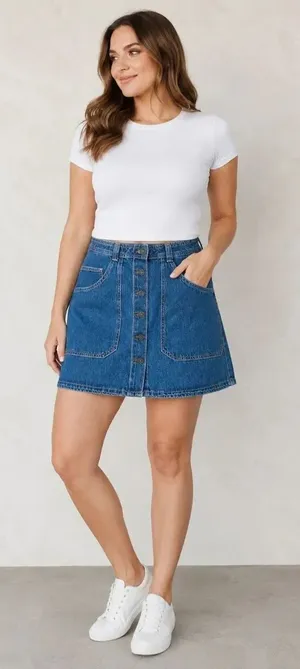 Old navy denim button closure skirt size 12 100% Cotton #1200 thumbnail 1