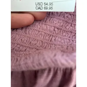 American Eagle Smocked Jumpsuit strapless Purple Mauve L NWT thumbnail 5