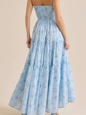NEW Altar’d State Blue Floral Strapless Maxi Dress Size XL NWT thumbnail 3