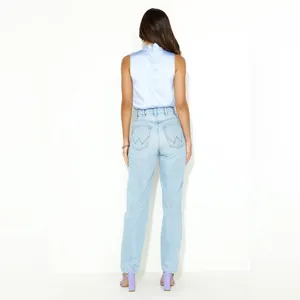 NWT Hello Molly Parties After Work Satin Crop Top Blue thumbnail 3